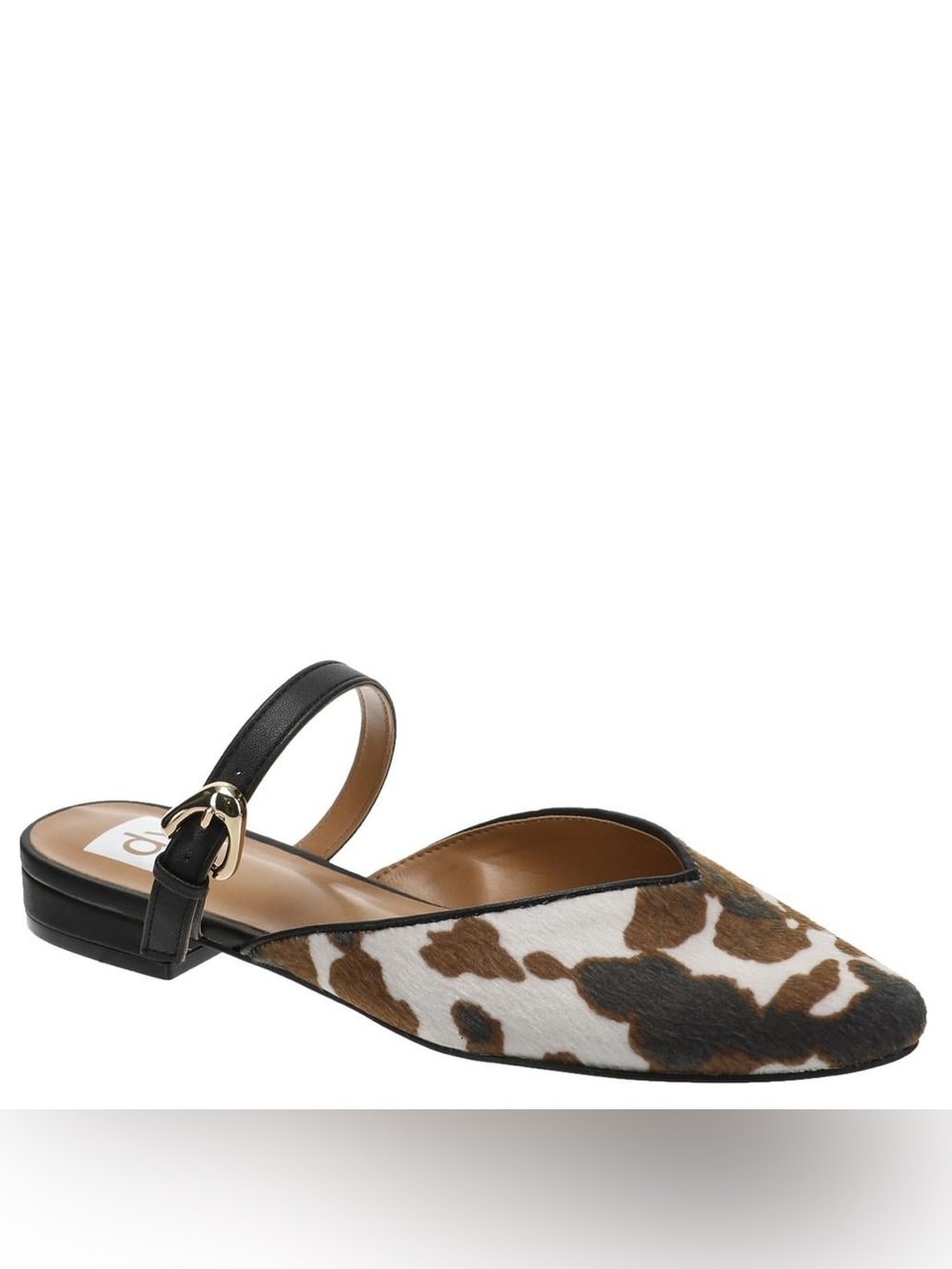 Dolce Vita Dayme Cow Print Faux Fur Pointed Toe Instep Strap Flats Women's 7.5